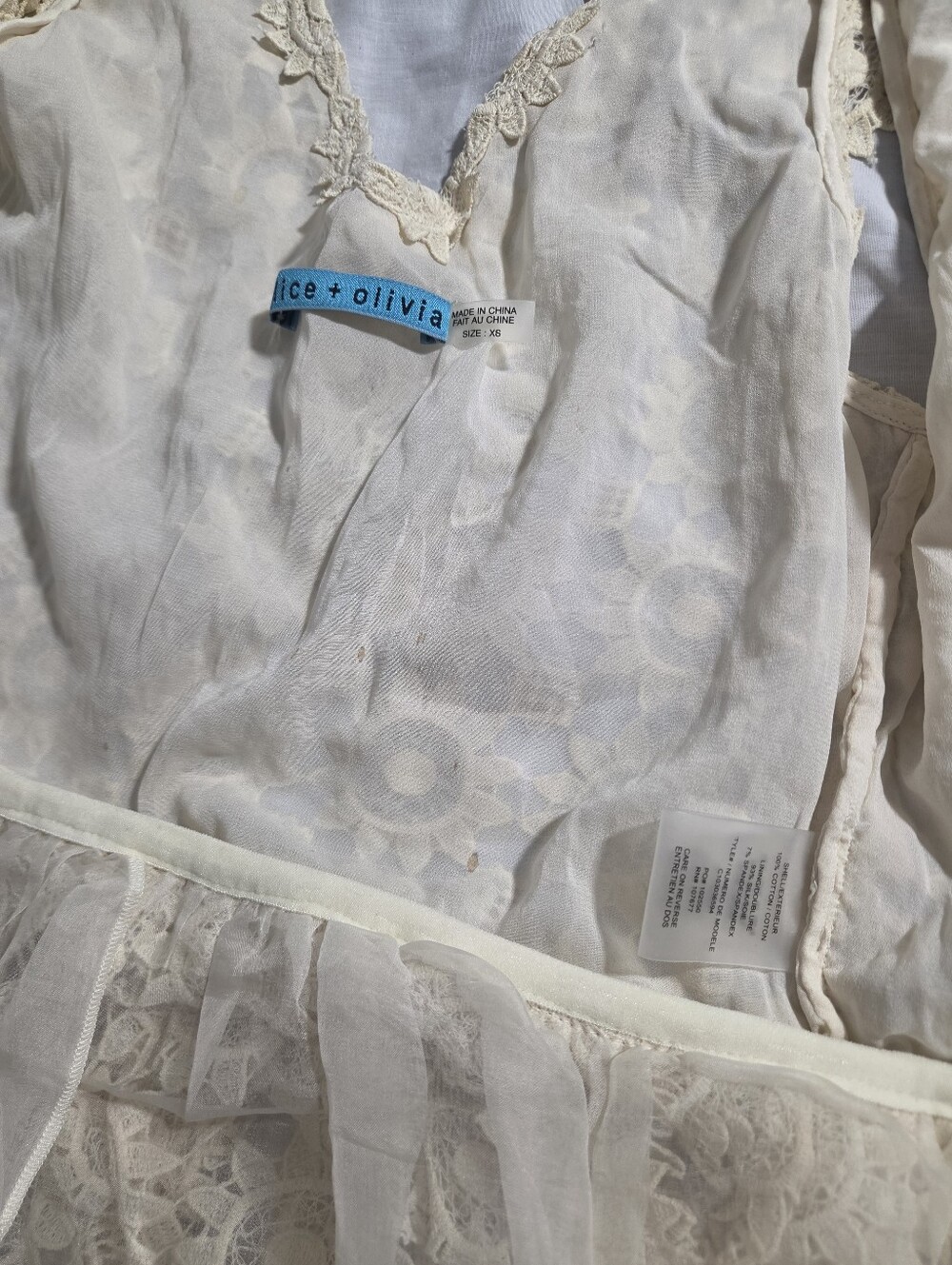 Vintage Alice + Olivia by Stacey Bendet Cotton Lace Blouse - Picture 7 of 10